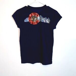 Power-Tek Colorado Embellished V-Neck T-shirt size Small